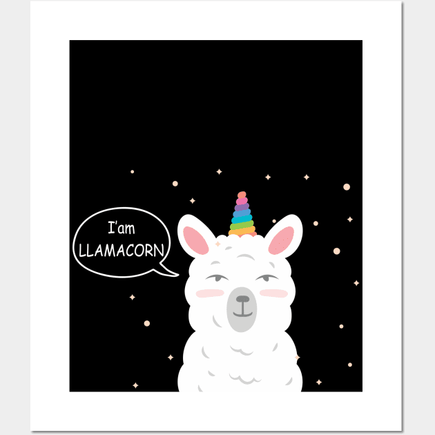 Funny Llamacorn - Funny Cute Llama Unicorn Wall Art by Pannolinno